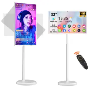 Téléviseur tactile mobile sur roulettes avec Android 13 et batterie