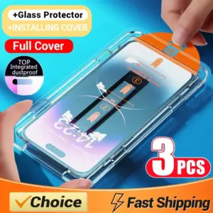 Verre trempé oléophobe pour iPhone avec outil de pose, lot de 3