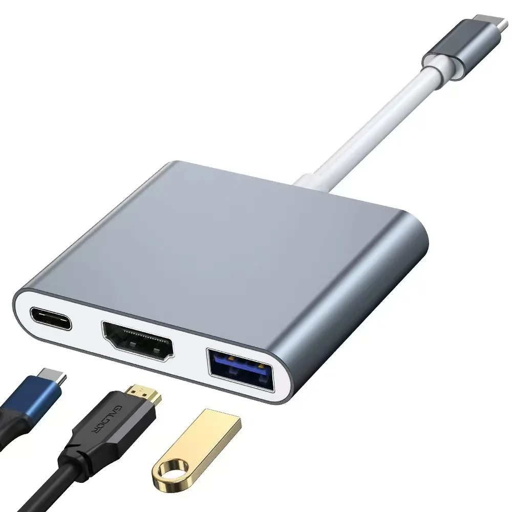 Hub USB-C 3 en 1 avec HDMI 4K, port USB 3.0 et charge 100 W – Image 4