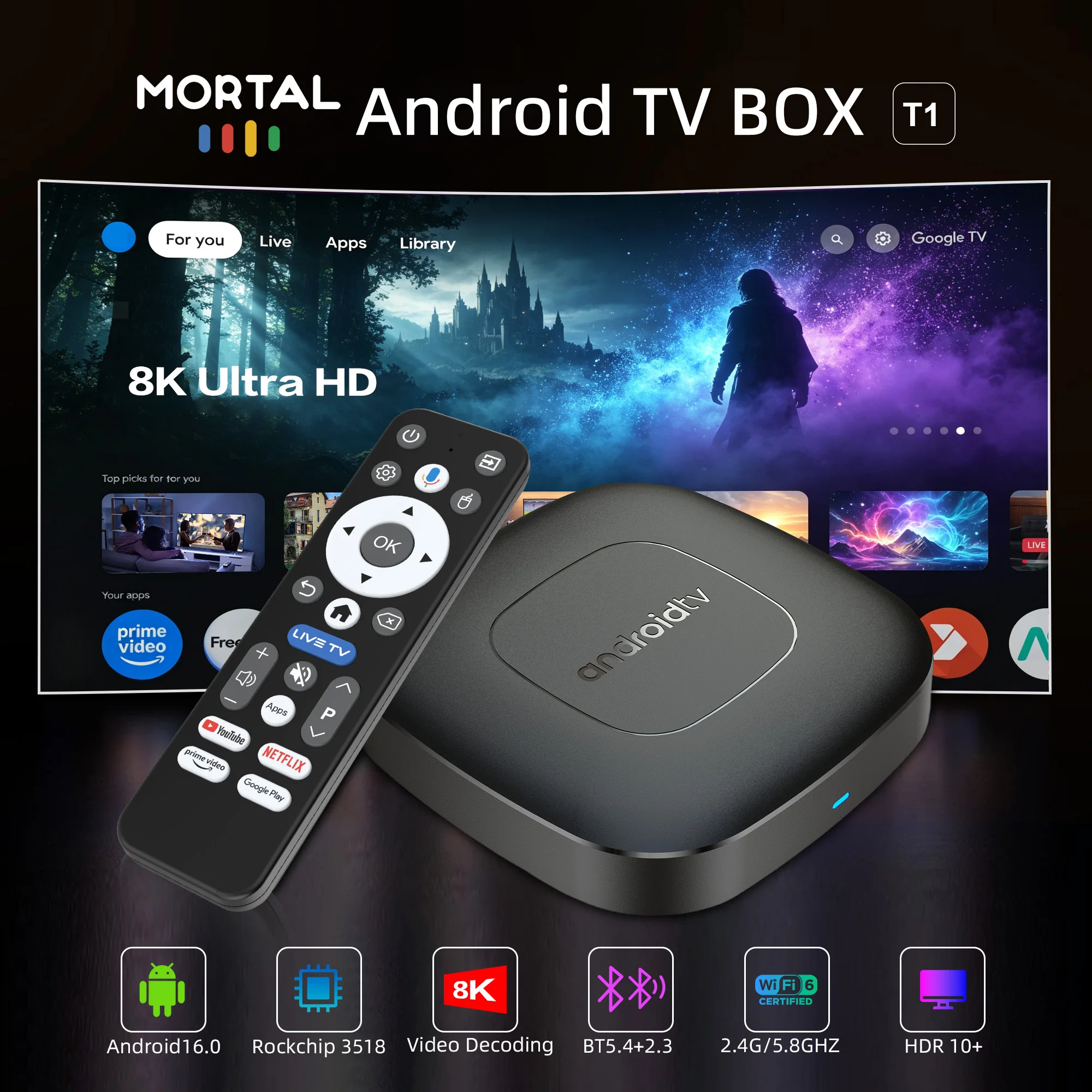 Box Android 16 4K wifi 6 avec télécommande à commande vocale – Image 2
