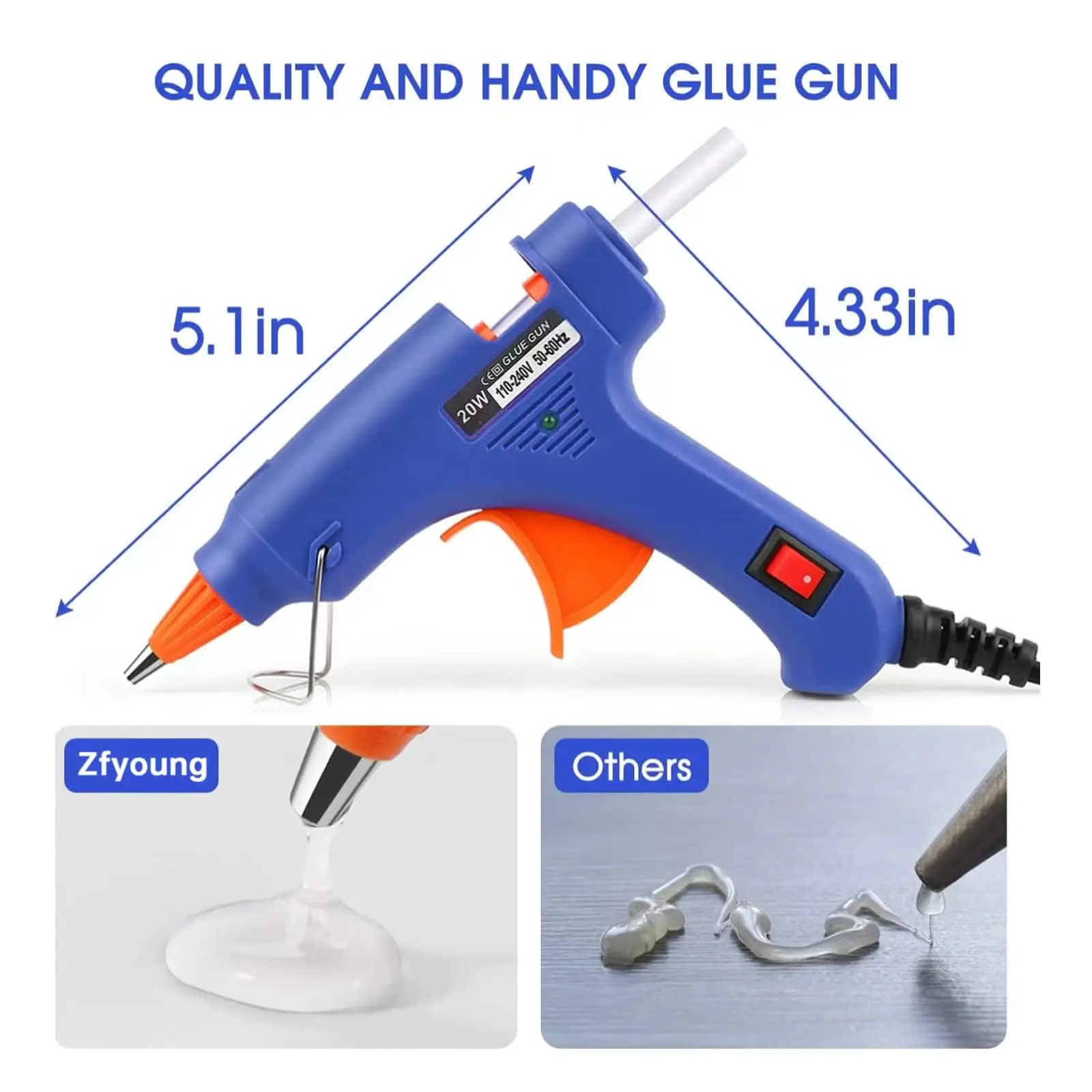 Pistolet à colle 20 W pour bâtonnets de 7 mm avec prise EU – Image 5
