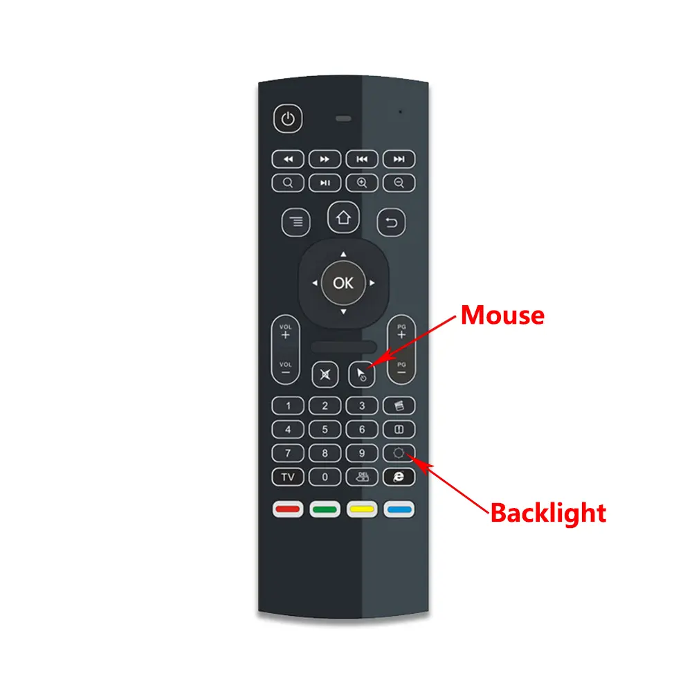 Air mouse à apprentissage IR avec clavier, gyroscope et récepteur USB