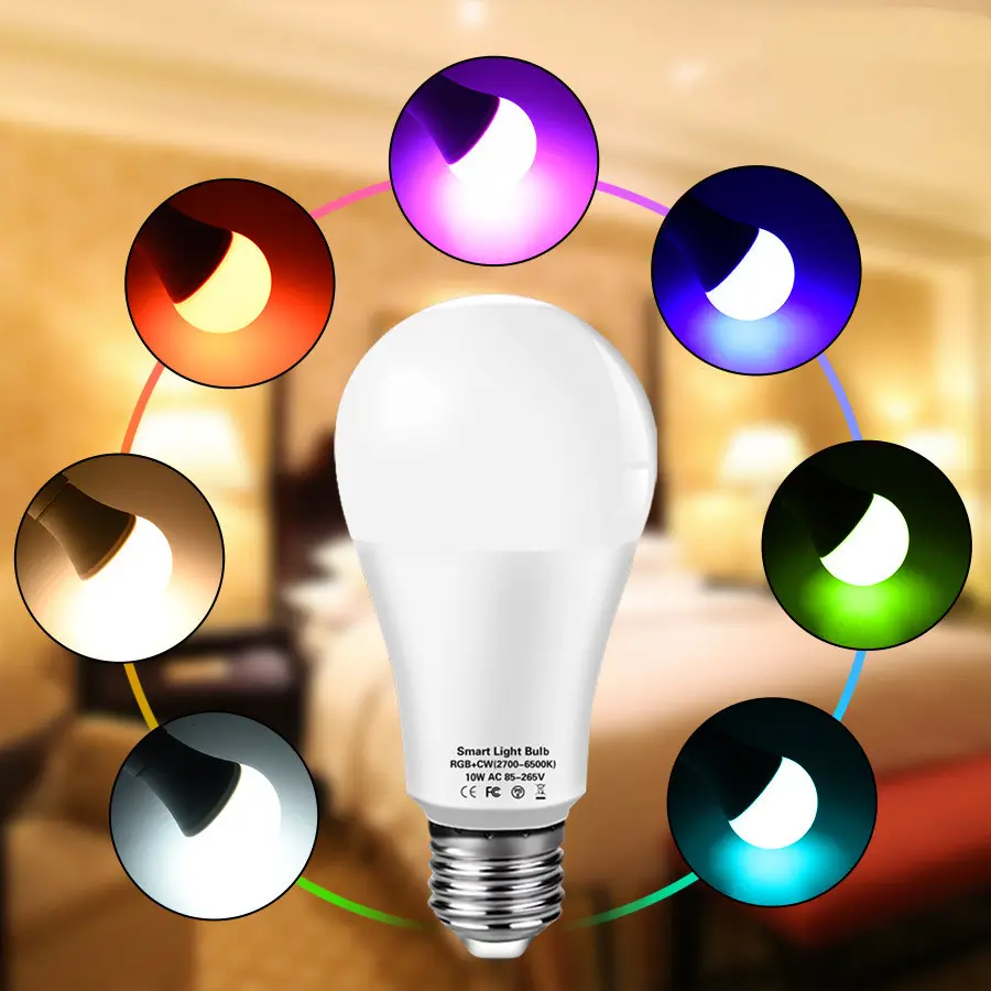 Ampoule wifi dimmable E27 B22 de 10 à 18 W à commande vocale