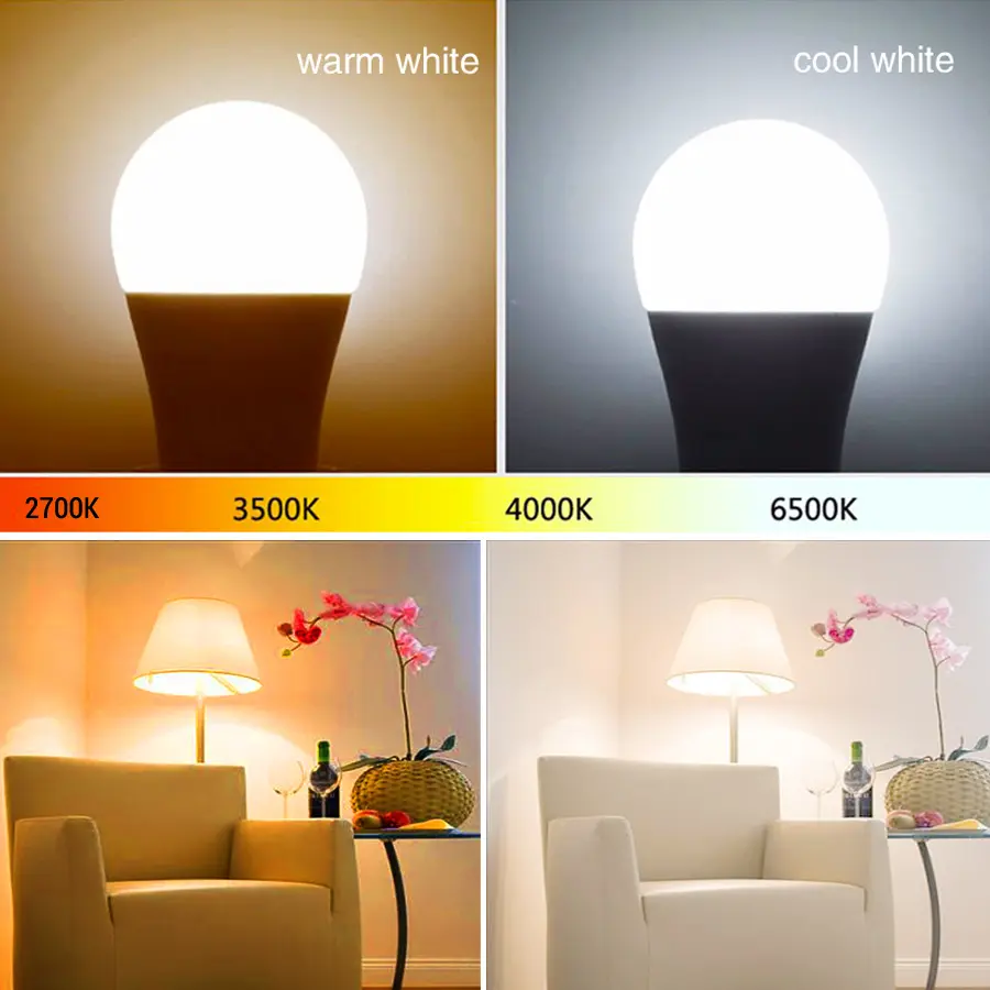 Ampoule wifi dimmable E27 B22 de 10 à 18 W à commande vocale
