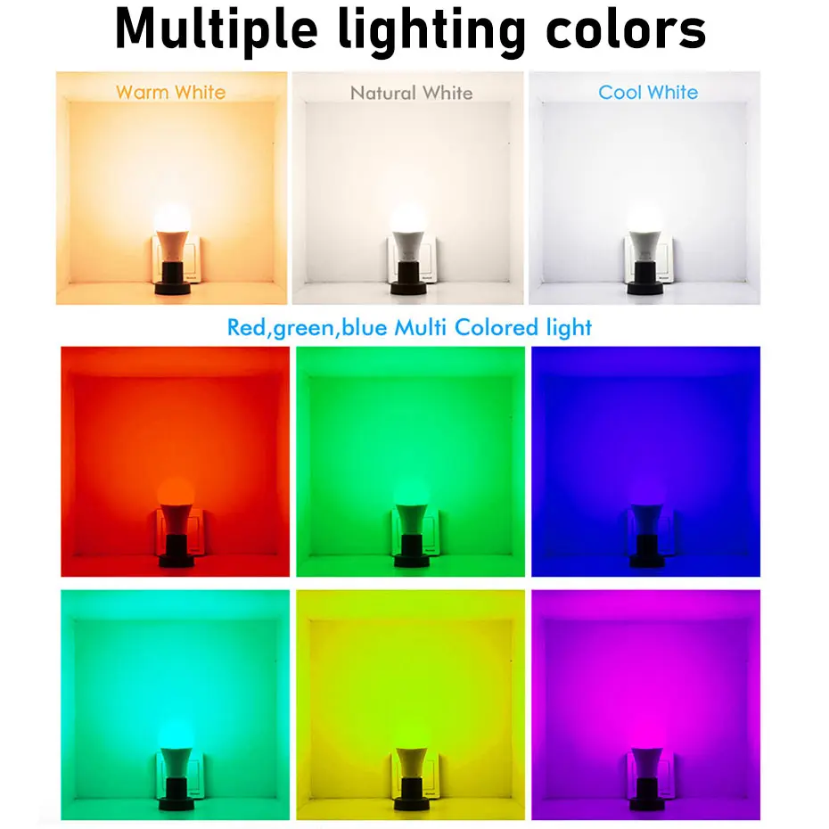 Ampoule wifi RGBCW E27 à commande vocale et couleurs réglables