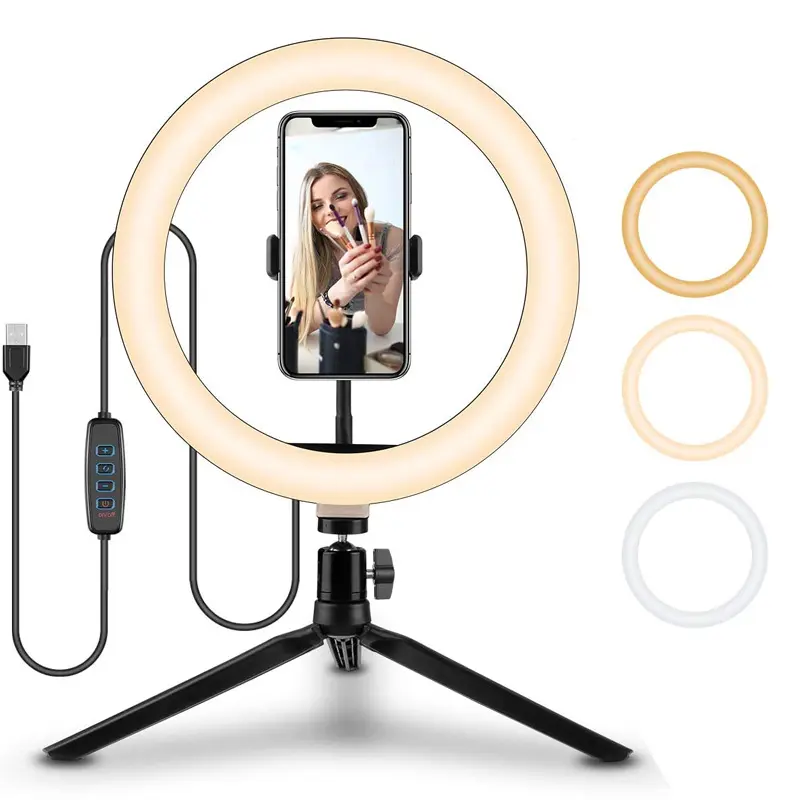 Anneau lumineux 10 pouces orientable avec support métal de 19 cm