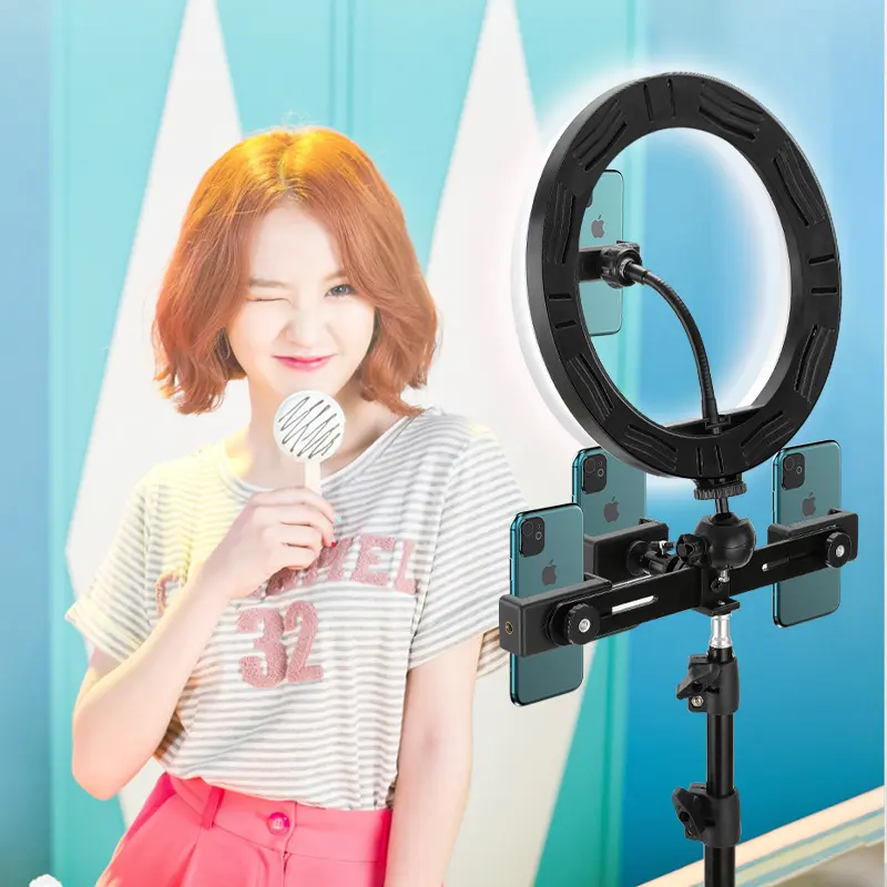 Anneau lumineux 10 pouces orientable avec support métal de 19 cm