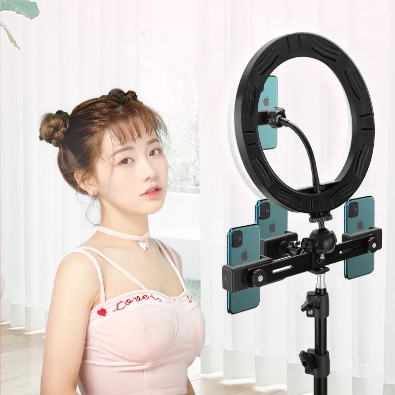 Anneau lumineux 10 pouces orientable avec support métal de 19 cm