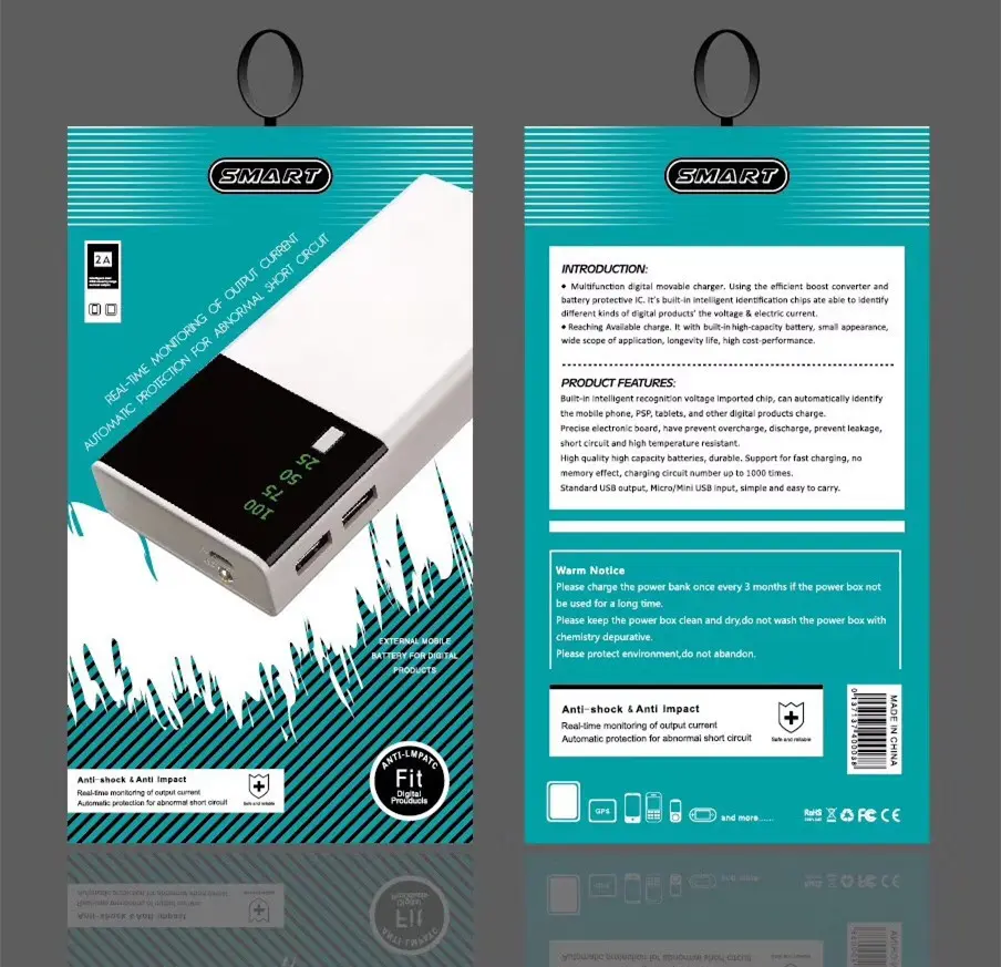 Batterie externe 18650 de 20 000 mAh avec câble de charge