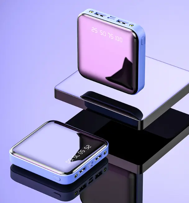 Batterie externe miroir à écran numérique, 10 000 ou 20 000 mAh