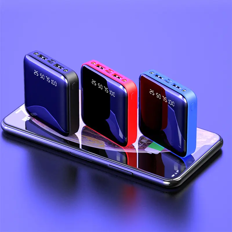 Batterie externe miroir à écran numérique, 10 000 ou 20 000 mAh