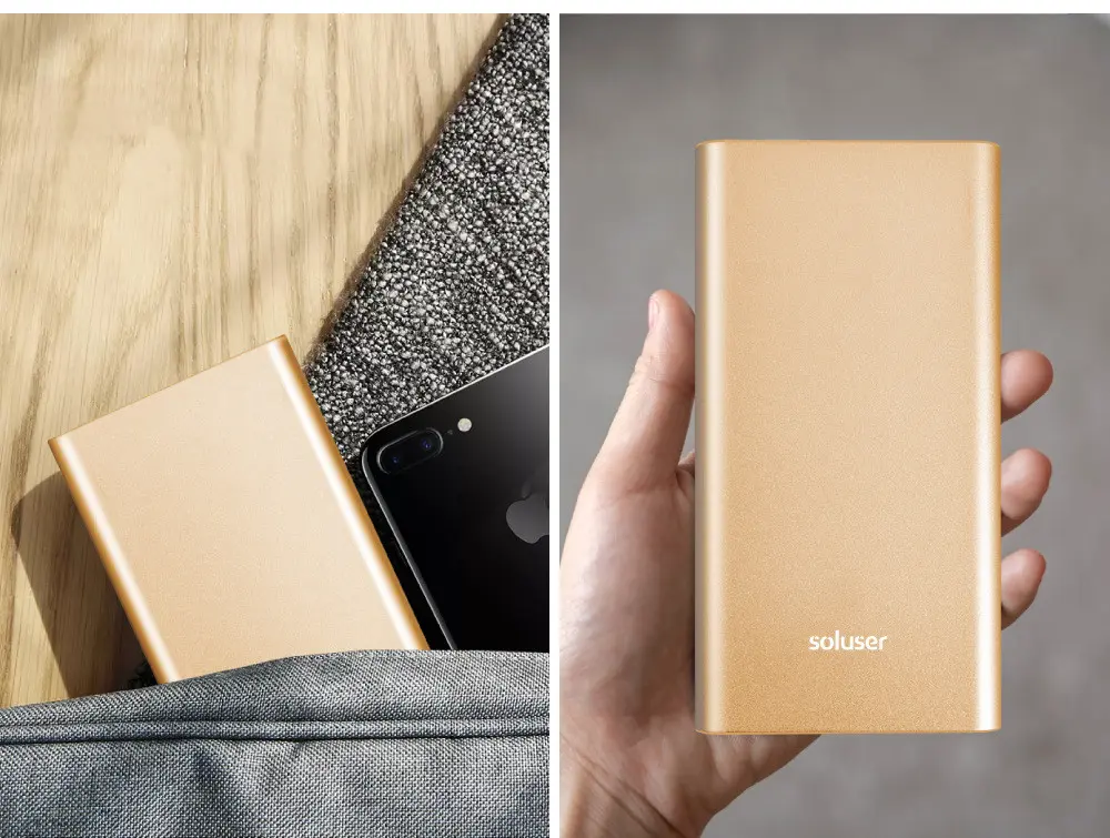 Batterie ultra fine aluminium de 12 000 mAh, 14 mm d’épaisseur