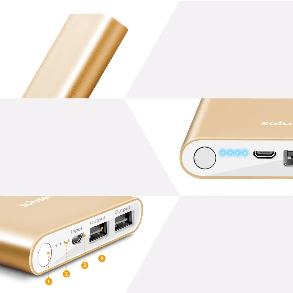 Batterie ultra fine aluminium de 12 000 mAh, 14 mm d’épaisseur