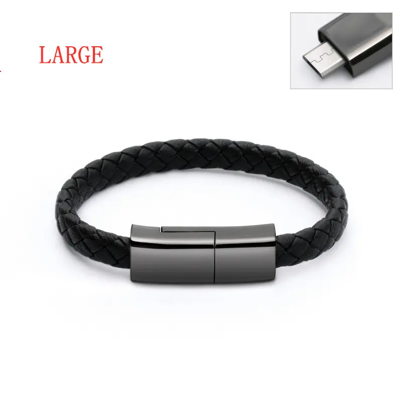 Bracelet câble plat de charge, embout USB-C, Lightning ou Micro USB