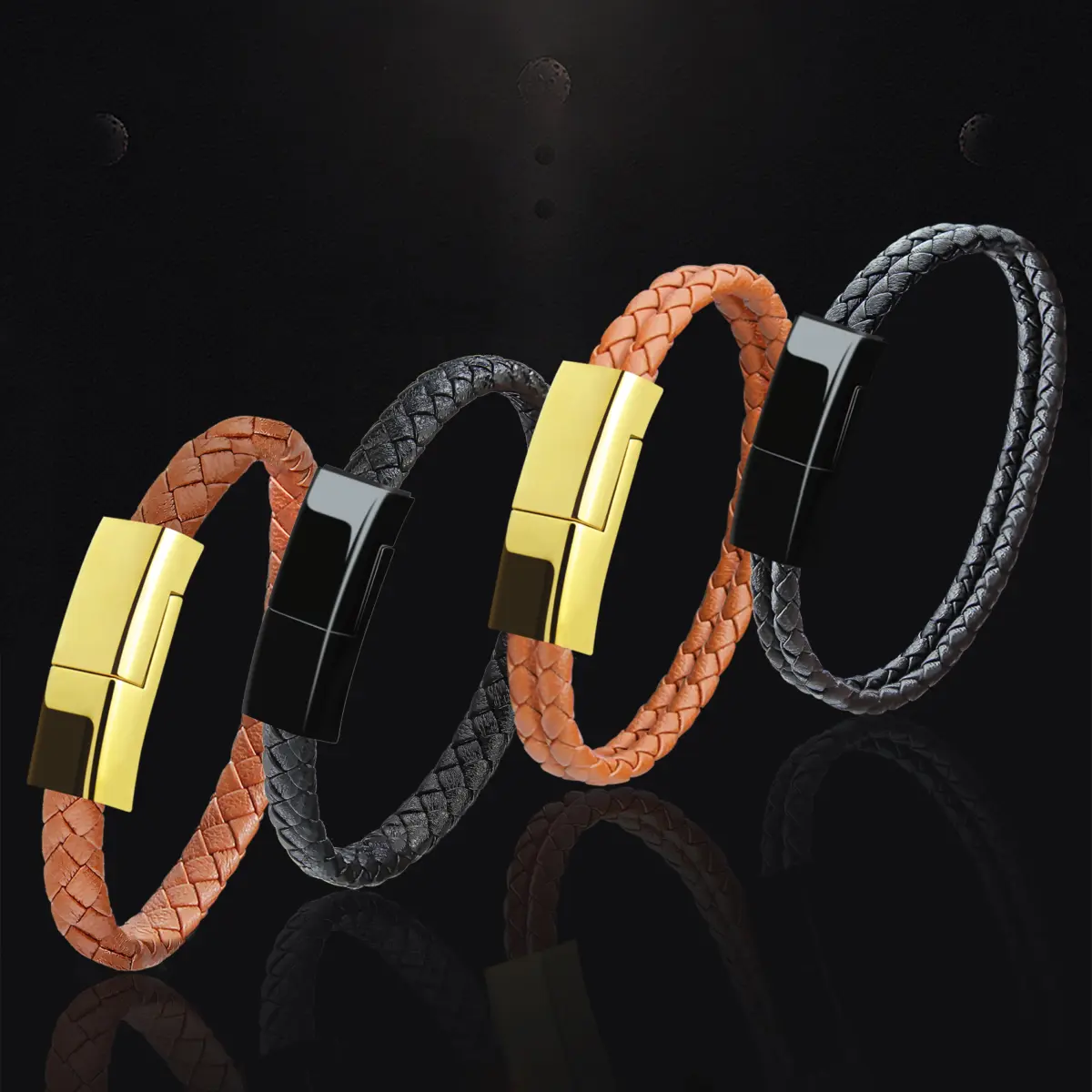Bracelet câble plat de charge, embout USB-C, Lightning ou Micro USB