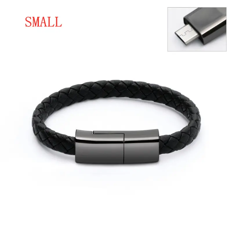 Bracelet câble plat de charge, embout USB-C, Lightning ou Micro USB