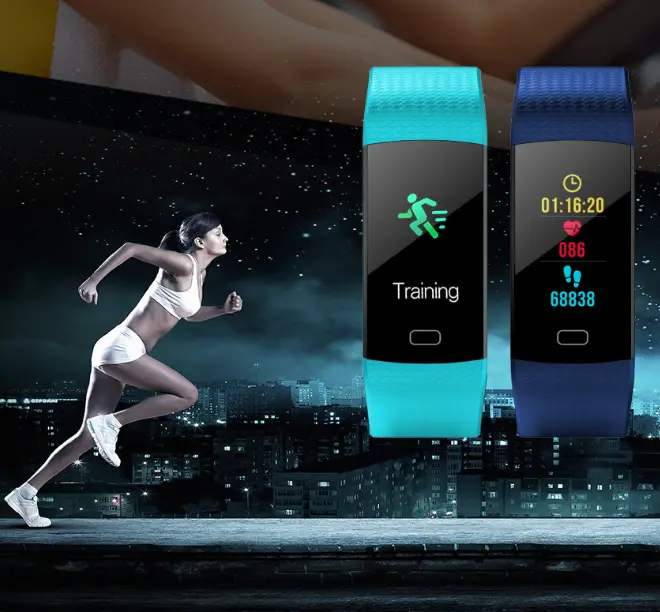 Bracelet connecté IP67 à écran couleur 0,96 pouce et Bluetooth 4.0
