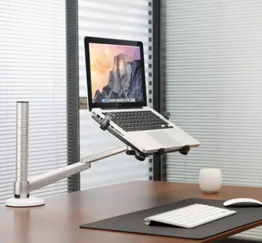 Bras support PC portable double articulation avec fixation bureau