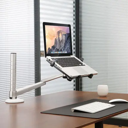 Bras support PC portable double articulation avec fixation bureau