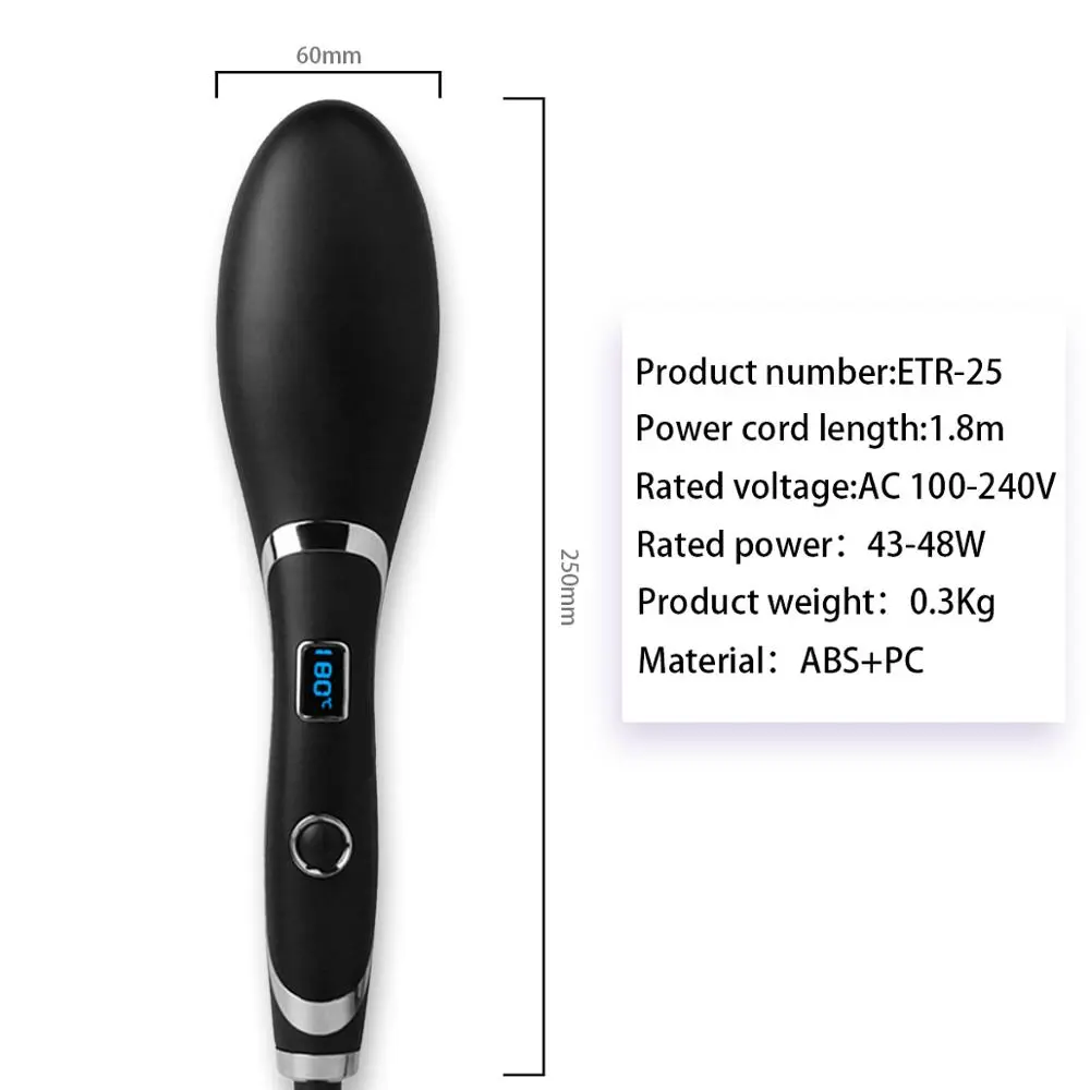Brosse lissante électrique à peigne pour cheveux, version filaire