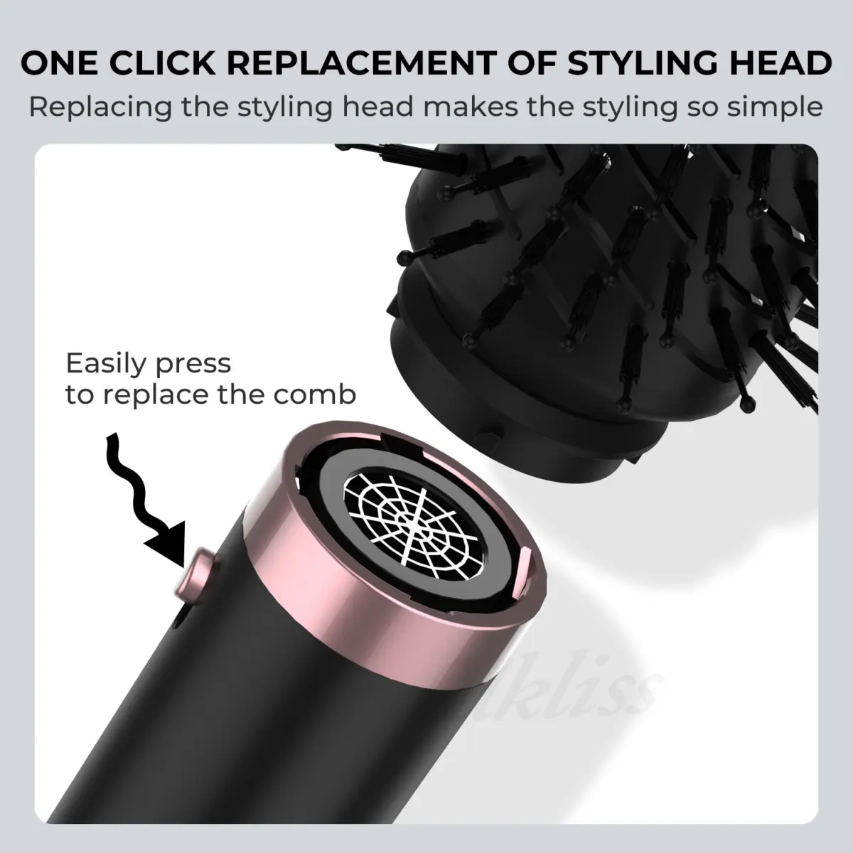 Brosse soufflante multifonction 5 en 1 ou 6 en 1, noir et or