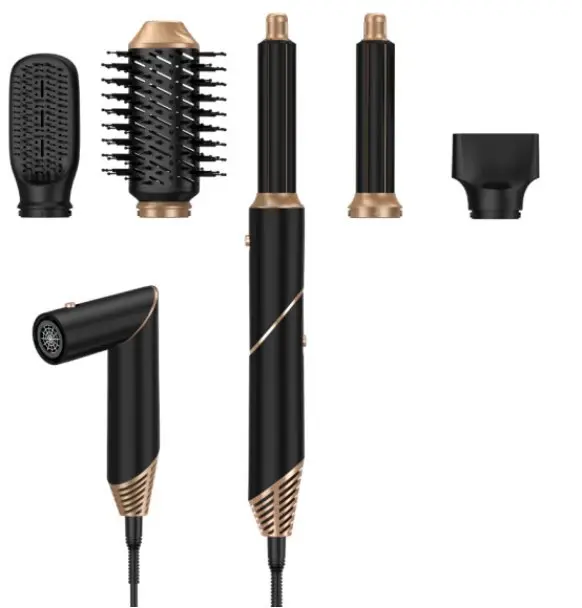 Brosse soufflante multifonction 5 en 1 ou 6 en 1, noir et or