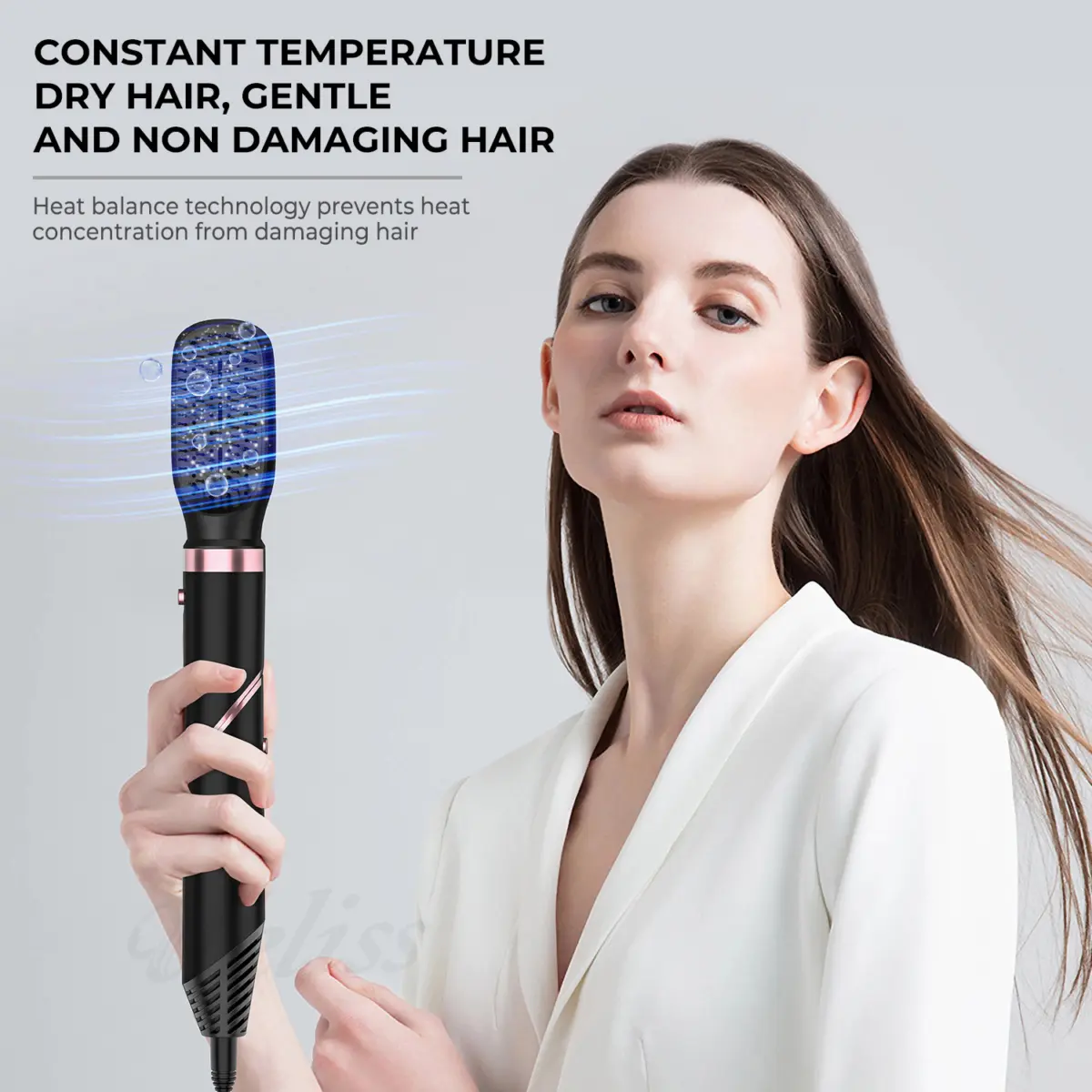 Brosse soufflante multifonction 5 en 1 ou 6 en 1, noir et or