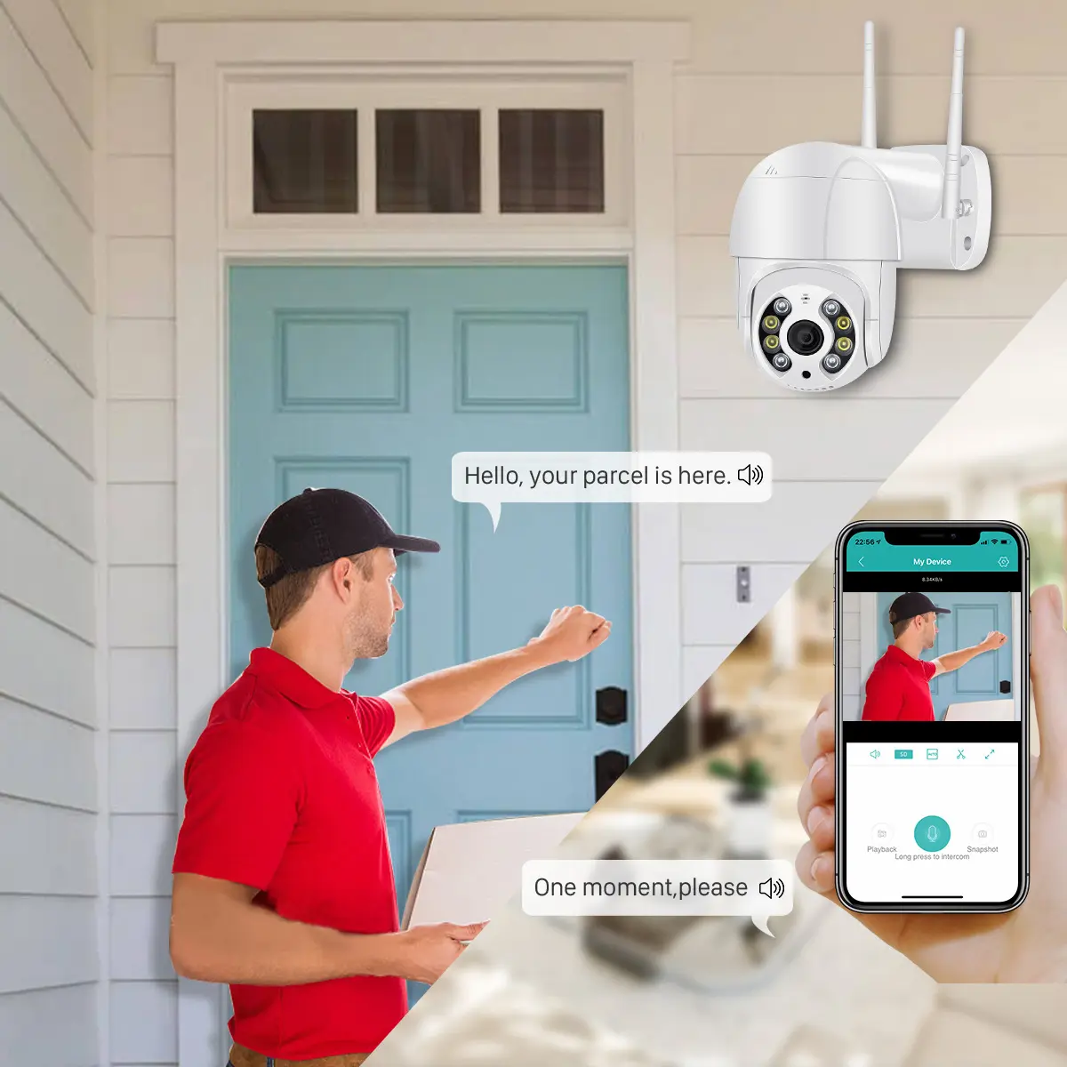 Caméra dôme extérieure IP66 wifi Full HD 1080p orientable