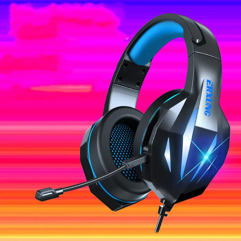 Casque gamer bicolore lumineux avec micro et câble répartiteur