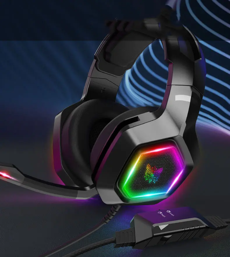 Casque gamer câble tressé de 2,2 m avec micro et jack 3,5 mm