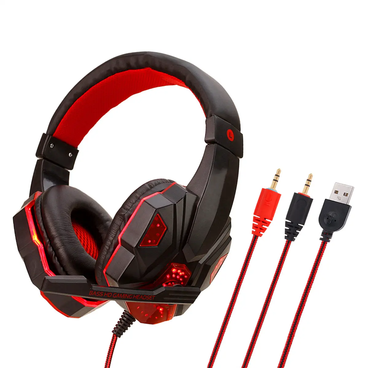 Casque gamer jack ou USB avec micro et éclairage, plusieurs versions