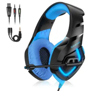 casque gamer rouge ou bleu