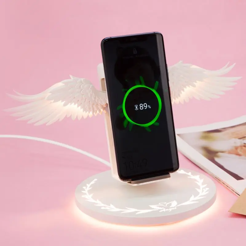 Chargeur à ailes lumineuses sans fil 10 W avec LED colorées