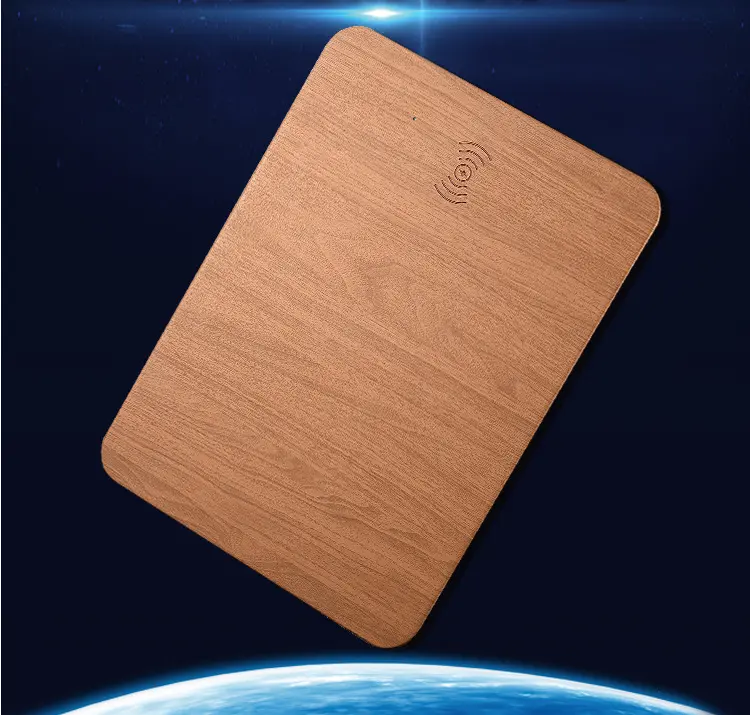 Chargeur induction effet bois à finition similicuir, norme Qi