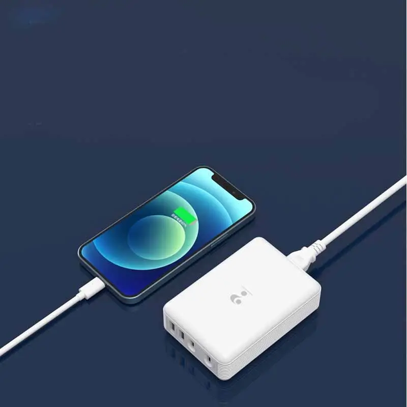 Chargeur secteur 100W USB blanc en matière ignifuge, prise EU