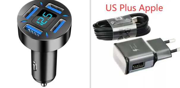 Chargeur voiture 4 ports USB avec charge rapide et afficheur LED