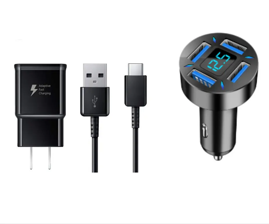 Chargeur voiture 4 ports USB avec charge rapide et afficheur LED