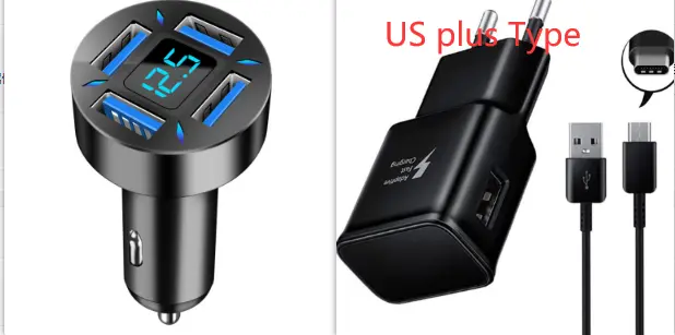 Chargeur voiture 4 ports USB avec charge rapide et afficheur LED