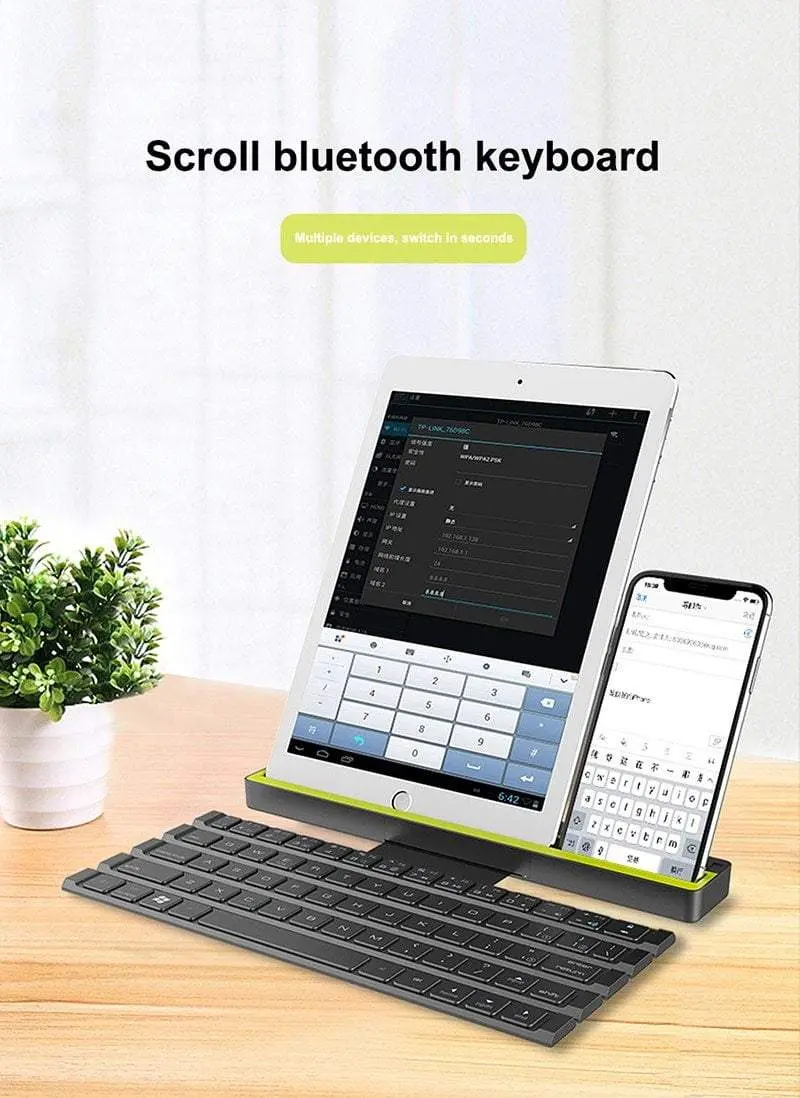 Clavier enroulable Bluetooth avec support pour tablette, 3 appareils
