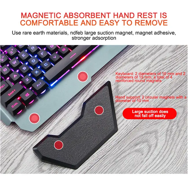 Clavier gamer support téléphone, rétroéclairage RGB, filaire USB