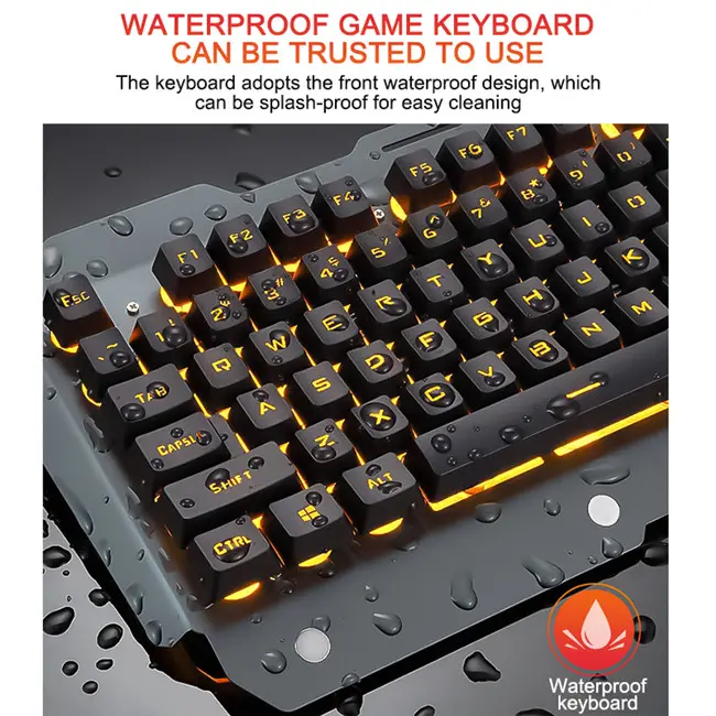 Clavier gamer support téléphone, rétroéclairage RGB, filaire USB