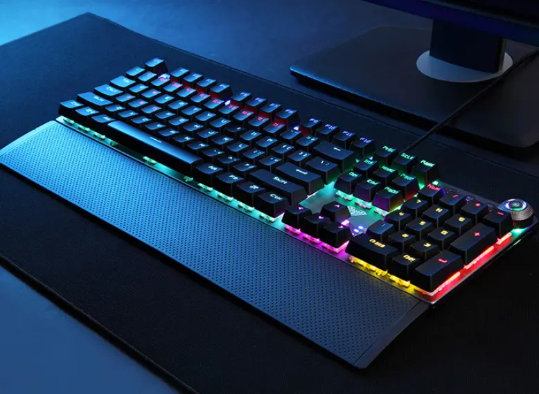Clavier mécanique 108 touches filaire USB avec repose-poignets