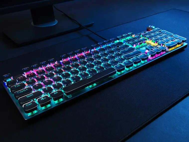 Clavier mécanique 108 touches filaire USB avec repose-poignets