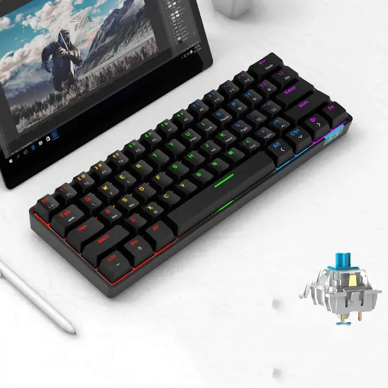 Clavier mécanique 61 touches Bluetooth 5.0 et filaire USB-C