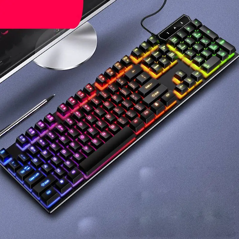 Clavier rétroéclairé multicolore 104 touches, filaire USB