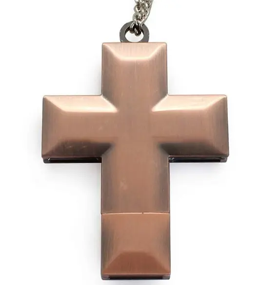 Clé USB croix en métal doré, de 4 à 32 Go, interface USB 2.0