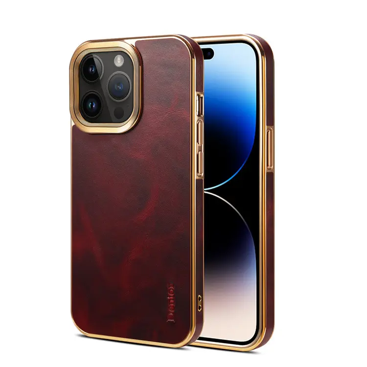 Coque iPhone cuir ciré en peau de vache, protection intégrale