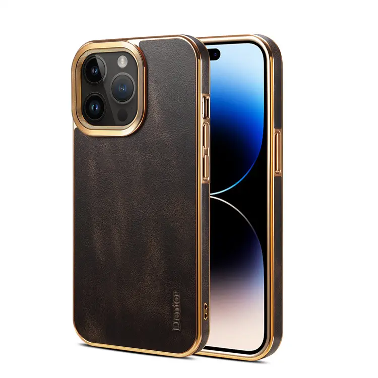Coque iPhone cuir ciré en peau de vache, protection intégrale