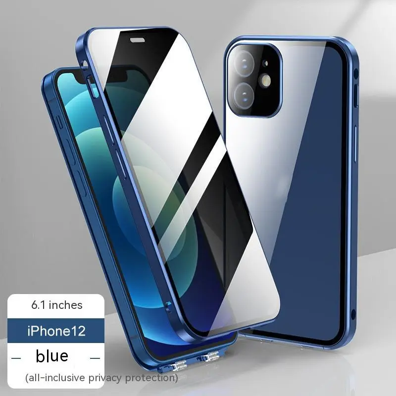 Coque métal à fermoir aimanté et verre pour iPhone 11 à 14