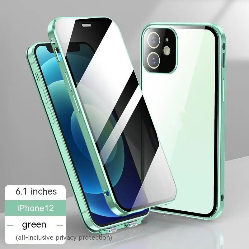 Coque métal à fermoir aimanté et verre pour iPhone 11 à 14